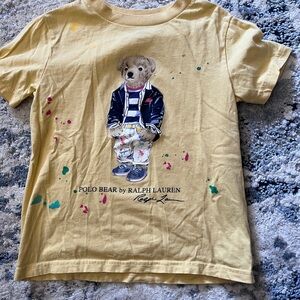 Polo by Ralph Lauren yellow paint splatter bear tshirt toddler size 5
